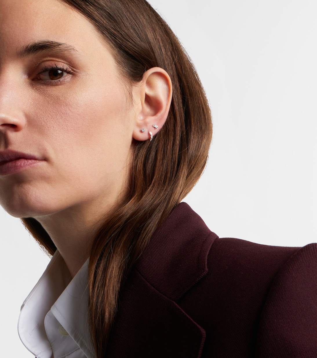 Pendiente individual Lotus de oro blanco de 18 ct (750/1000) con diamantes | Maria Tash