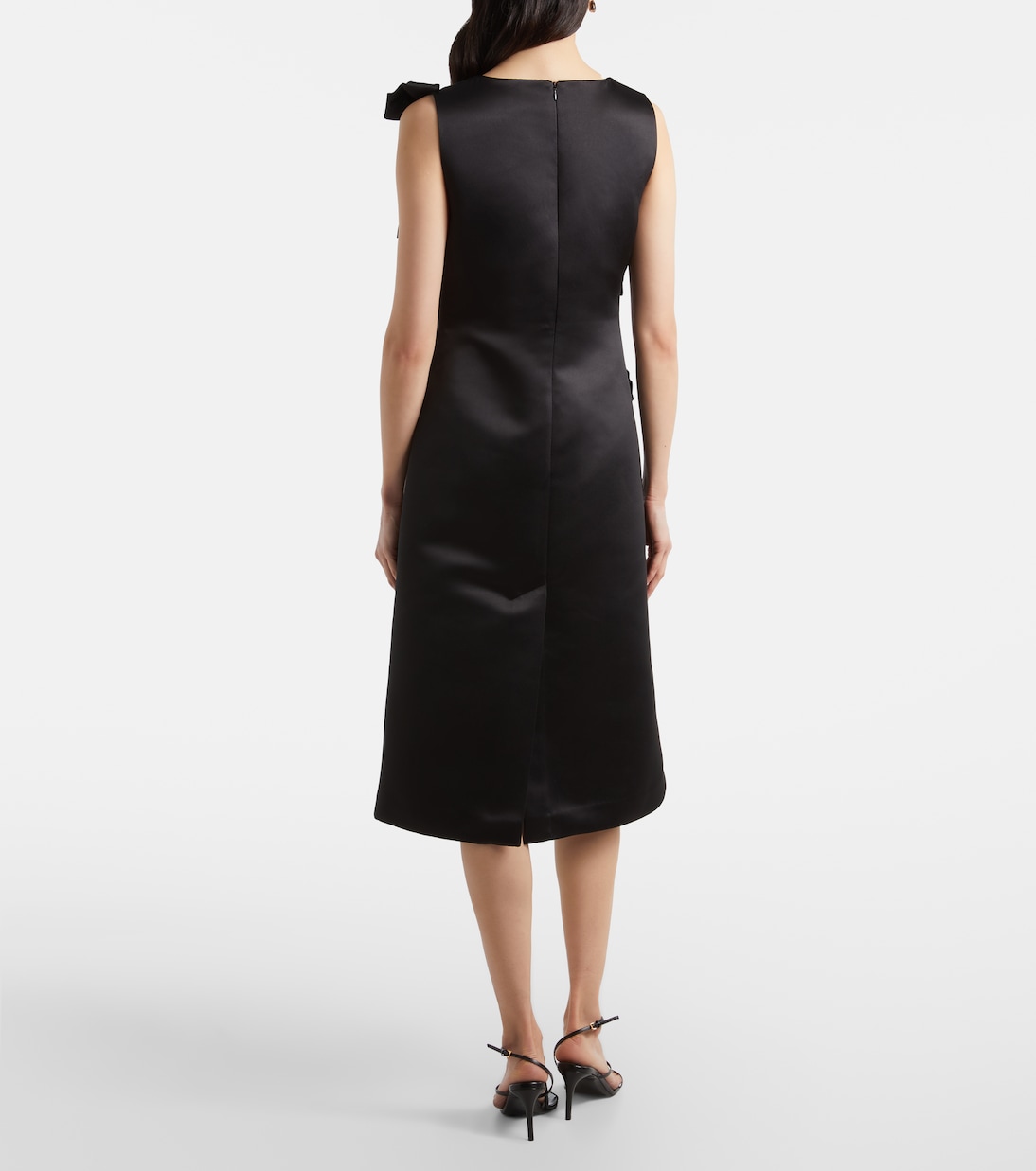 Bow-detail satin cocktail dress | Ganni
