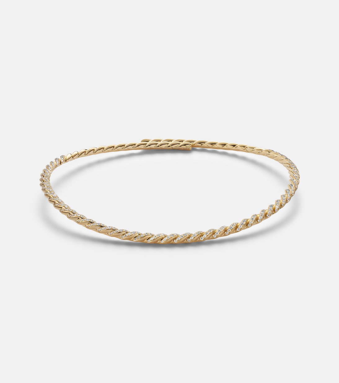 Sculpted Cable Flex 18kt gold (750/1000) choker with diamonds | David Yurman