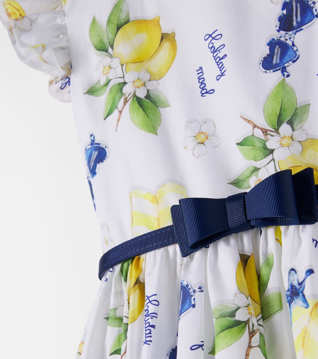 Vestido de algodón estampado con volantes | Monnalisa