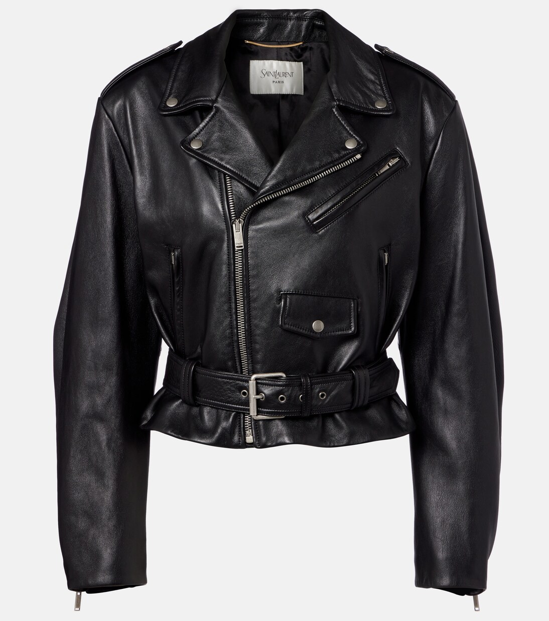 Chaqueta biker de piel cropped | Saint Laurent