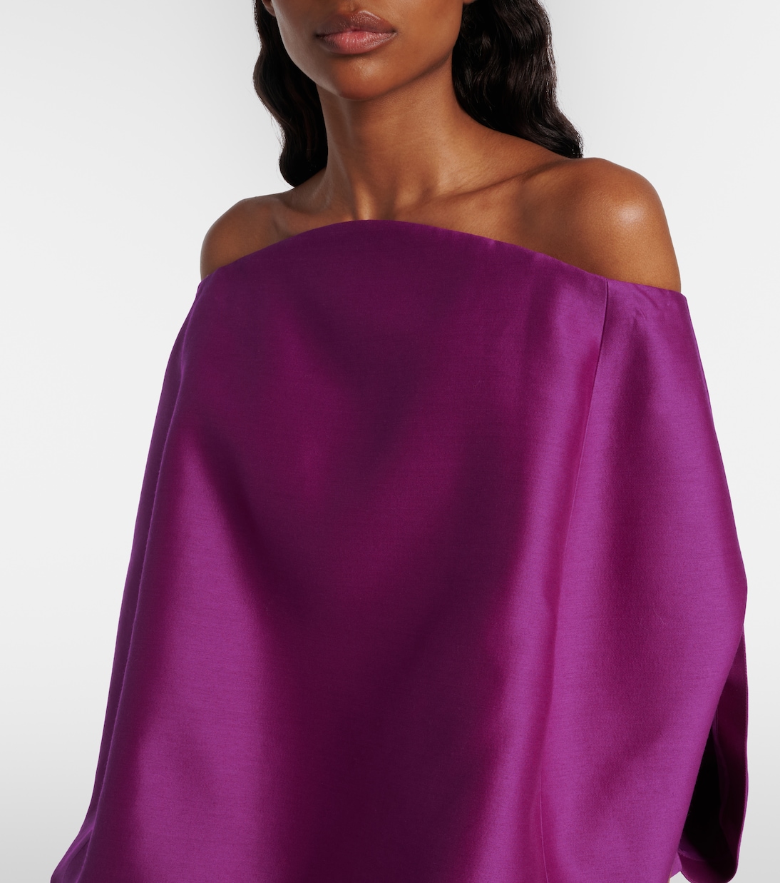 Draped off-shoulder crêpe minidress | Balenciaga