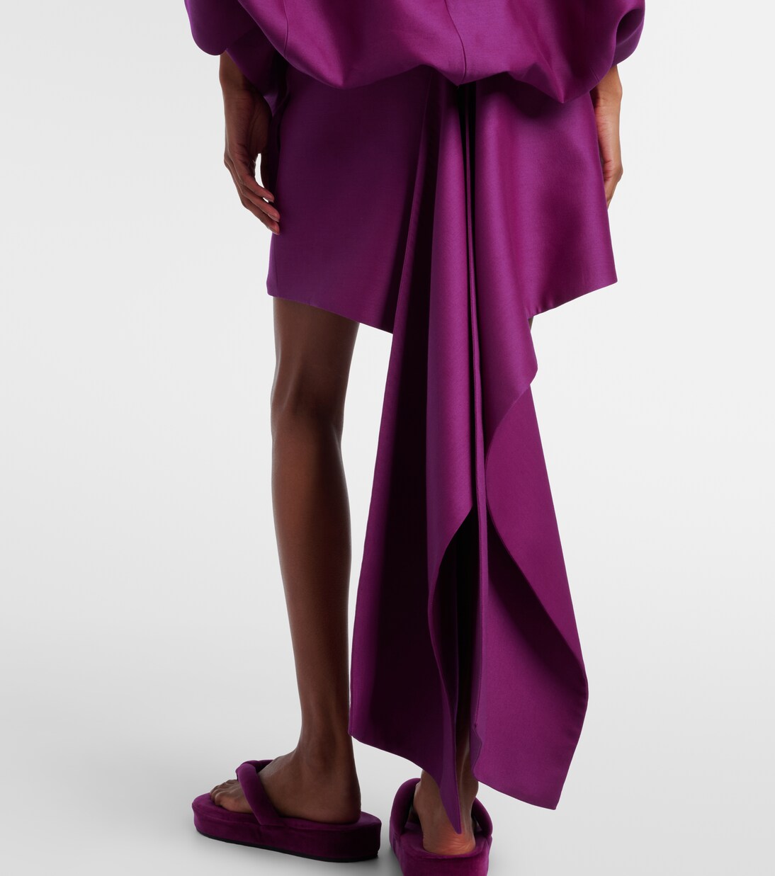 Draped off-shoulder crêpe minidress | Balenciaga