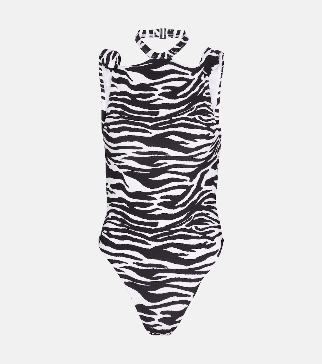Halterneck zebra-print swimsuit | The Attico