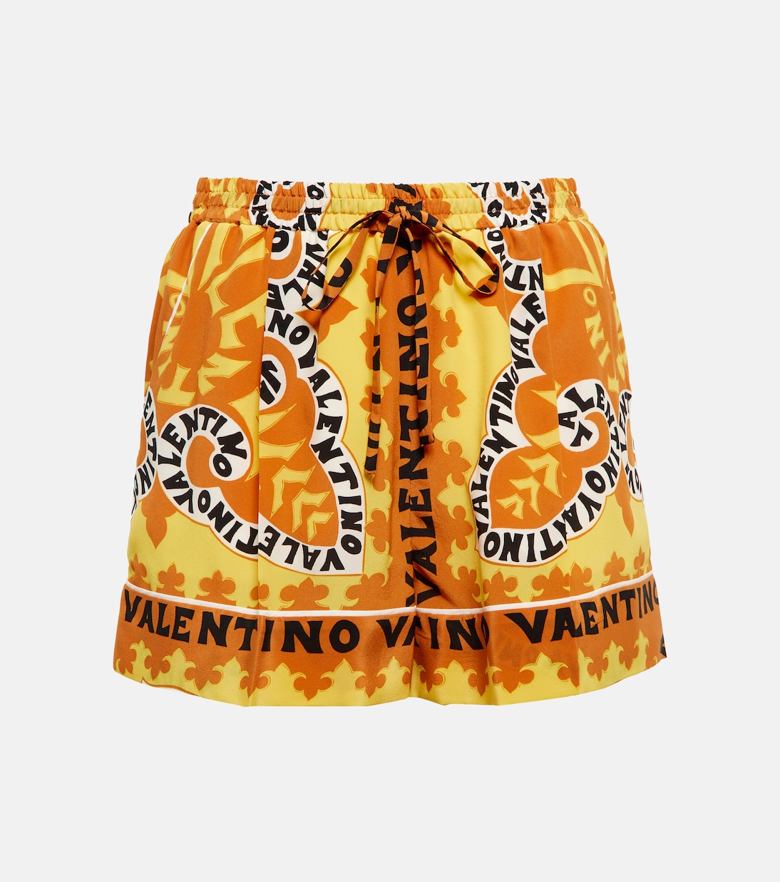 Shorts in crêpe di seta con stampa | Valentino