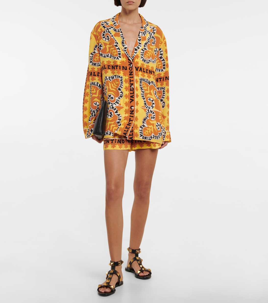 Shorts in crêpe di seta con stampa | Valentino