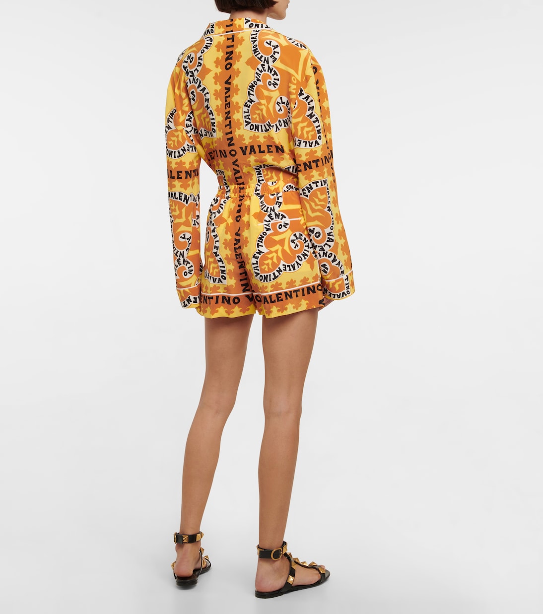 Shorts in crêpe di seta con stampa | Valentino