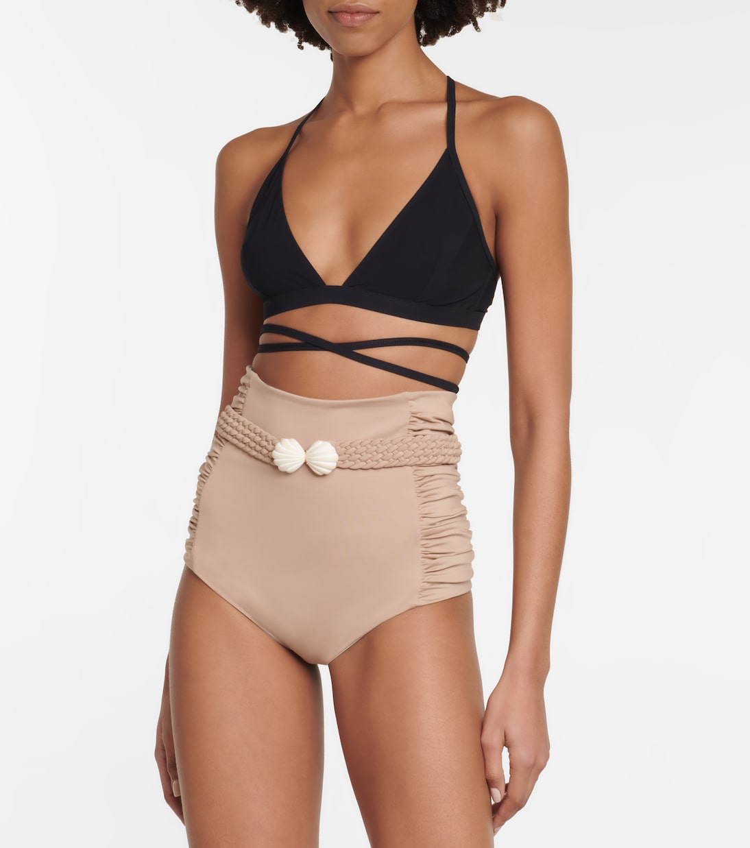 High-rise belted bikini bottoms | Johanna Ortiz