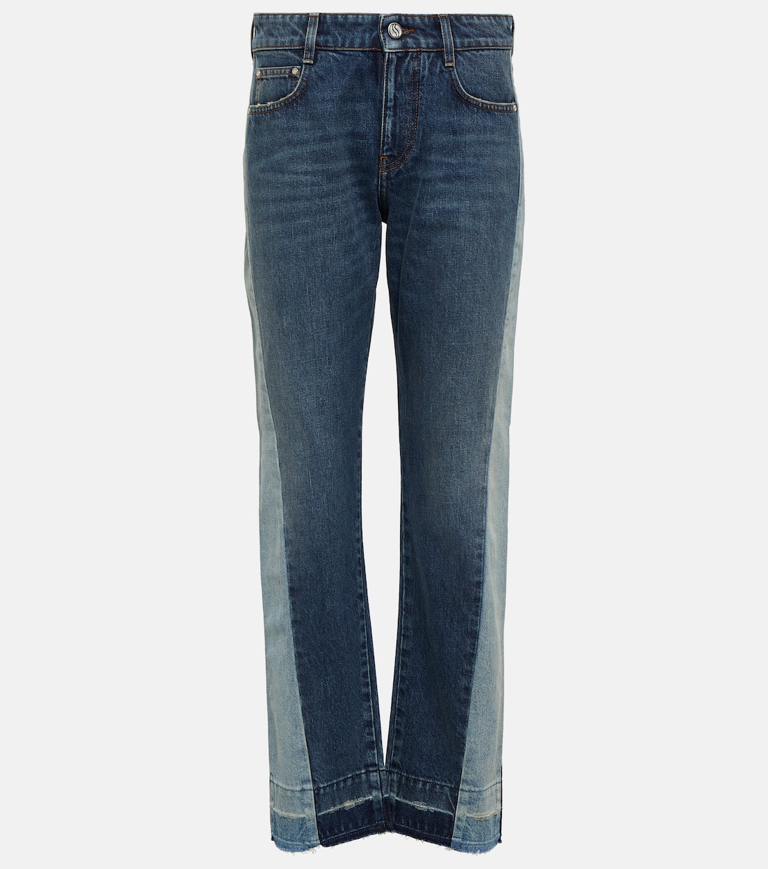Jeans rectos Spliced de tiro medio | Stella McCartney