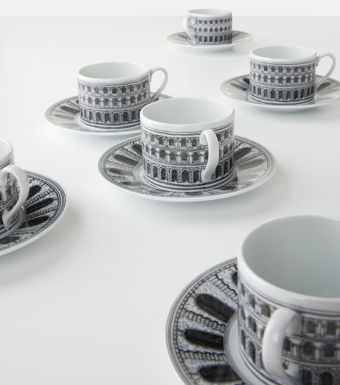 Architettura set of 6 teacups and saucers | Fornasetti