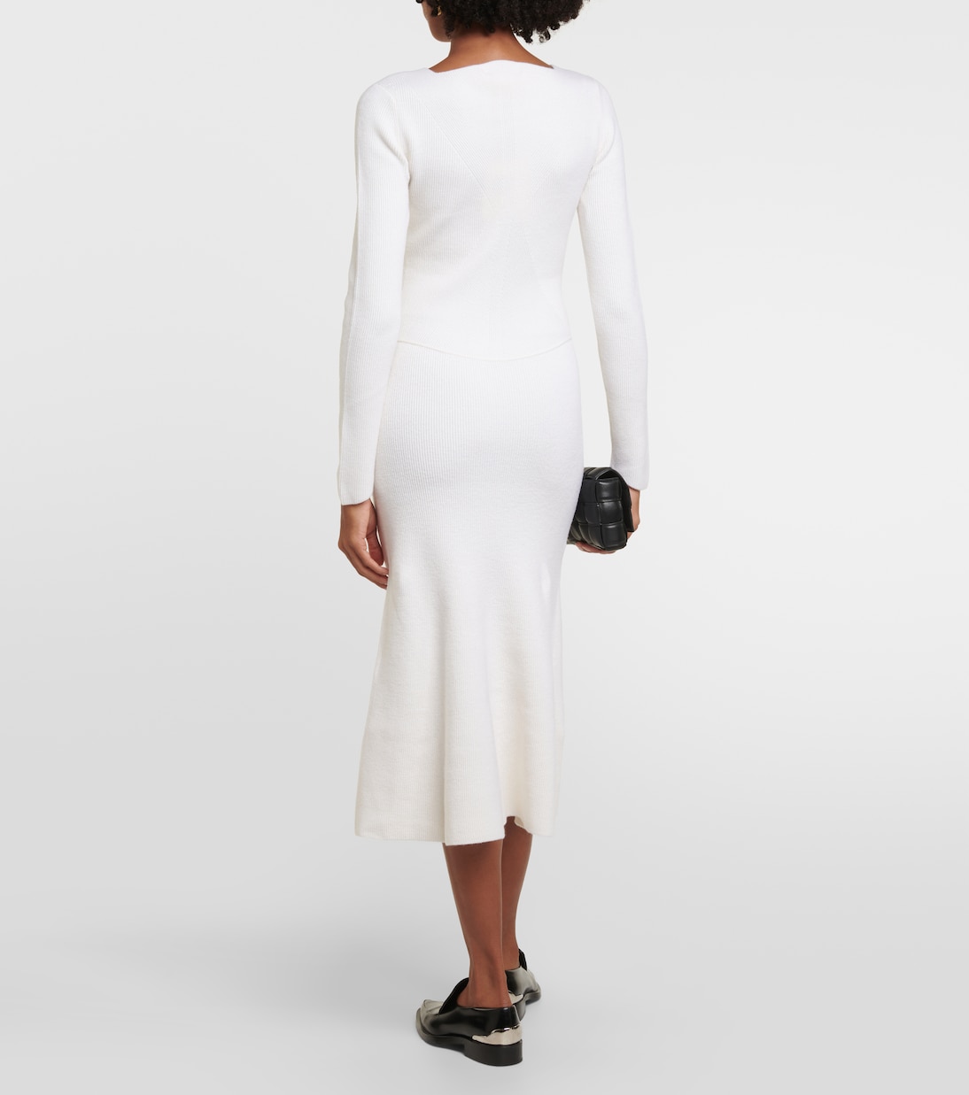 Vestido midi en mezcla de lana | Victoria Beckham