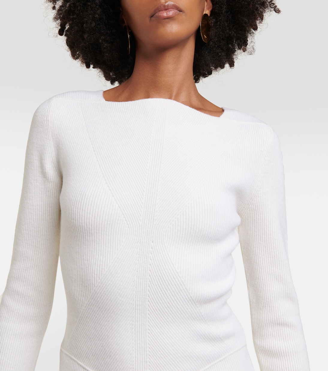 Vestido midi en mezcla de lana | Victoria Beckham