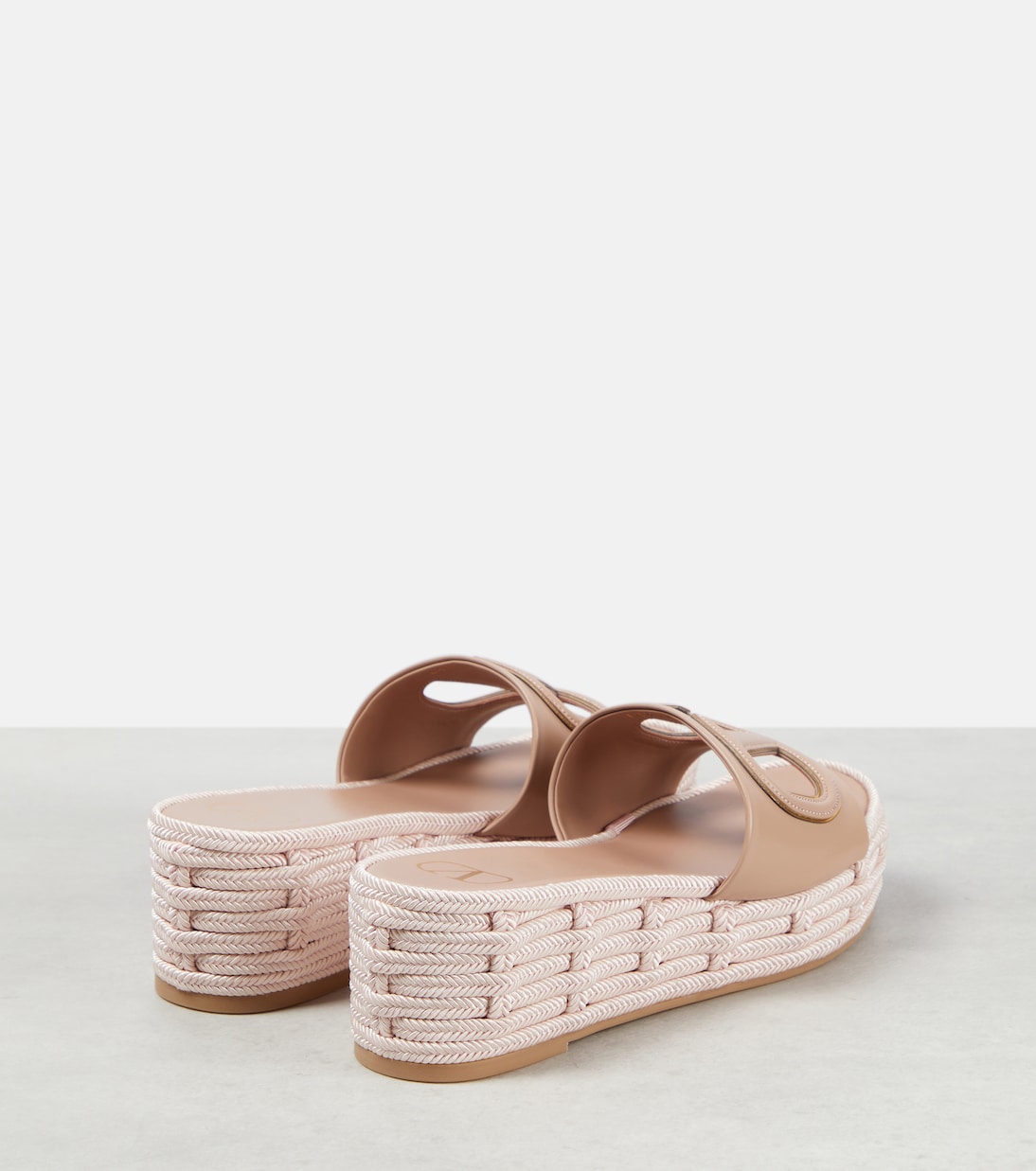 VLogo cutout leather espadrille slides | Valentino Garavani