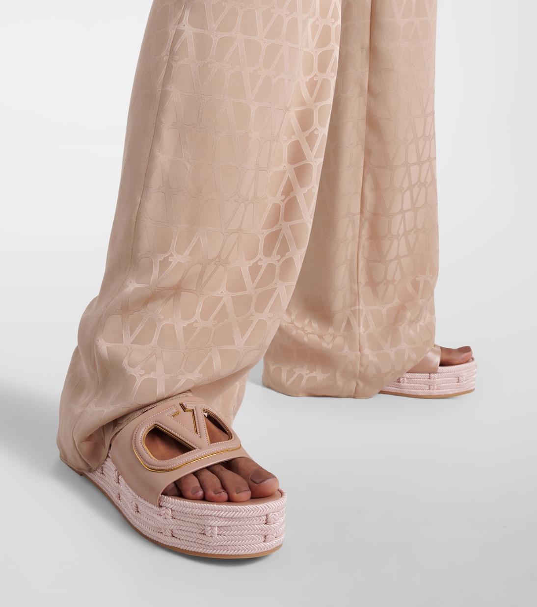 VLogo cutout leather espadrille slides | Valentino Garavani