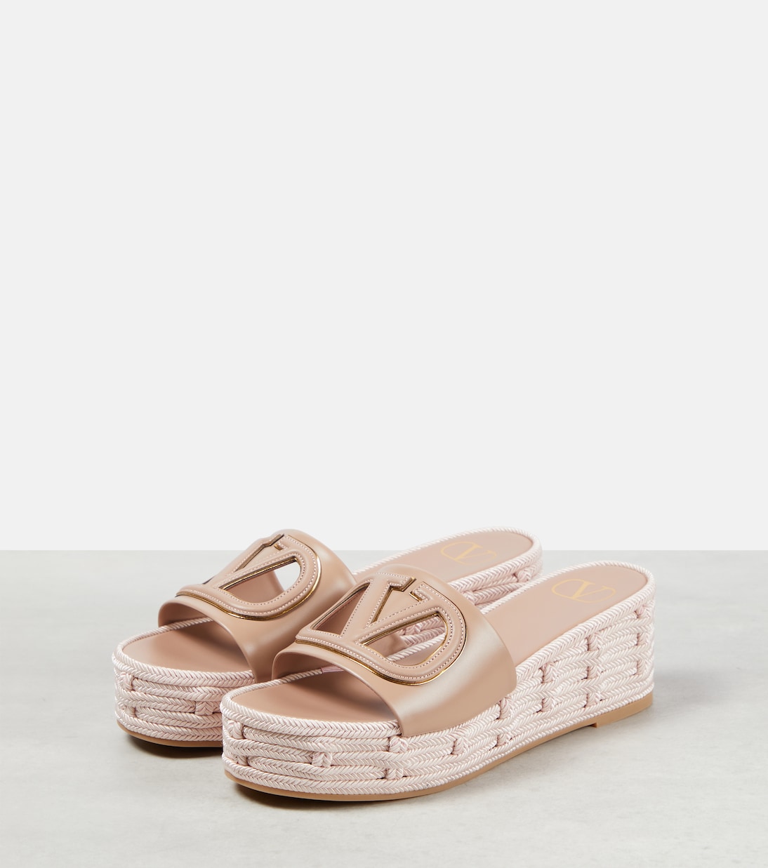 VLogo cutout leather espadrille slides | Valentino Garavani