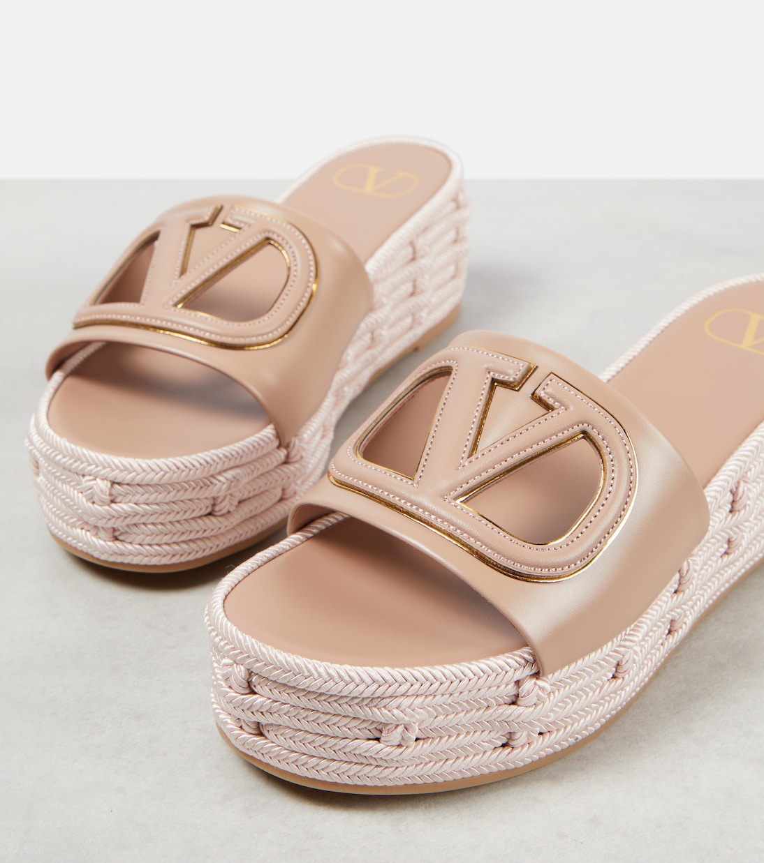 VLogo cutout leather espadrille slides | Valentino Garavani
