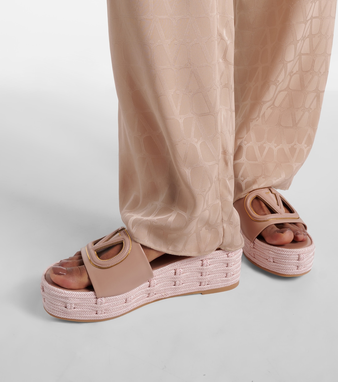 VLogo cutout leather espadrille slides | Valentino Garavani