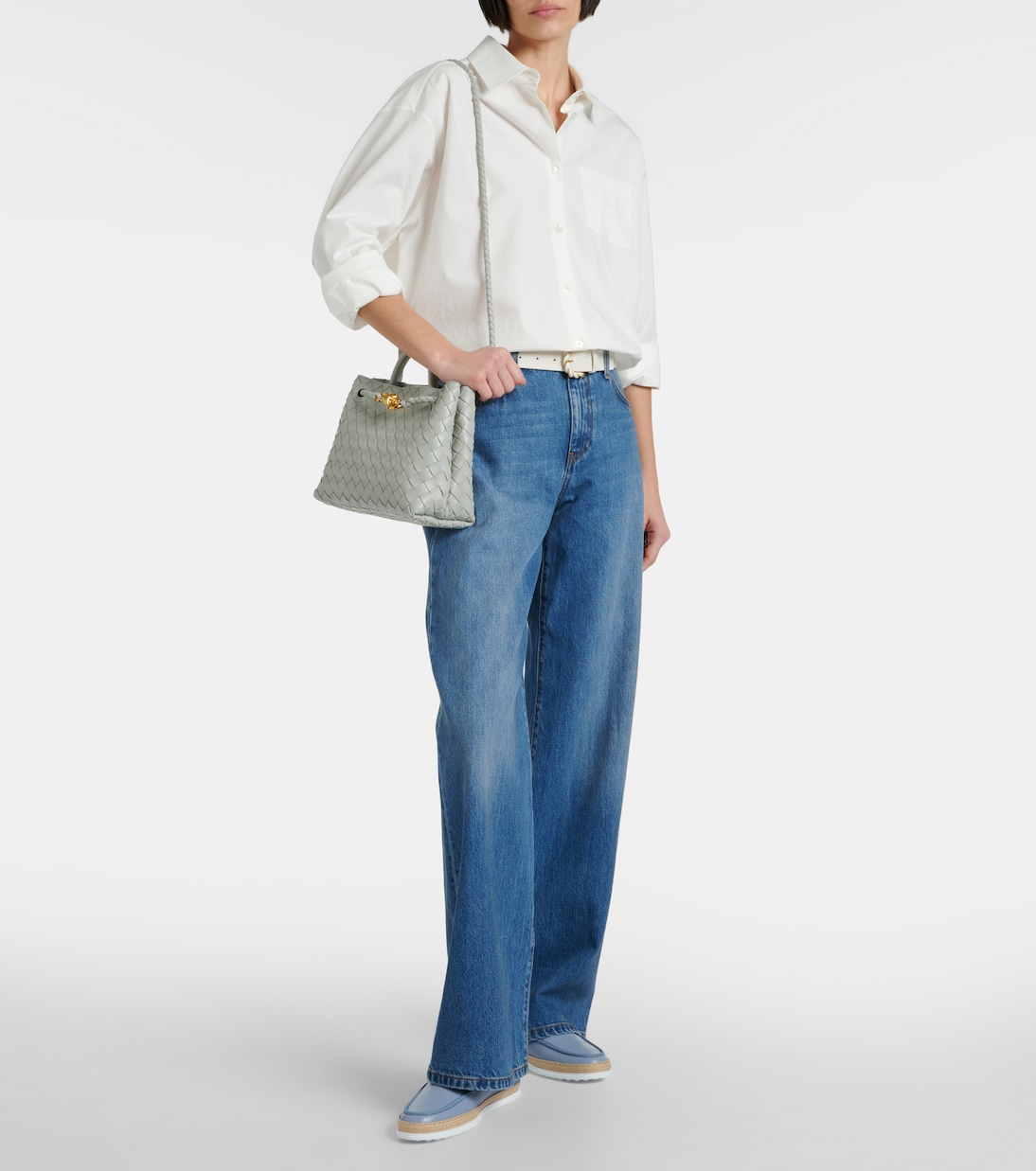 Raffia-trimmed leather loafers | Tod's