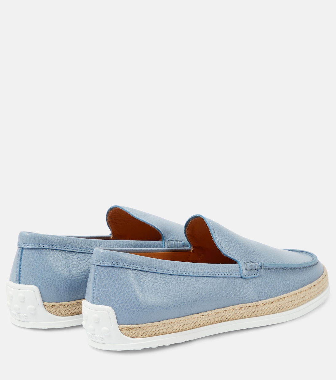Raffia-trimmed leather loafers | Tod's