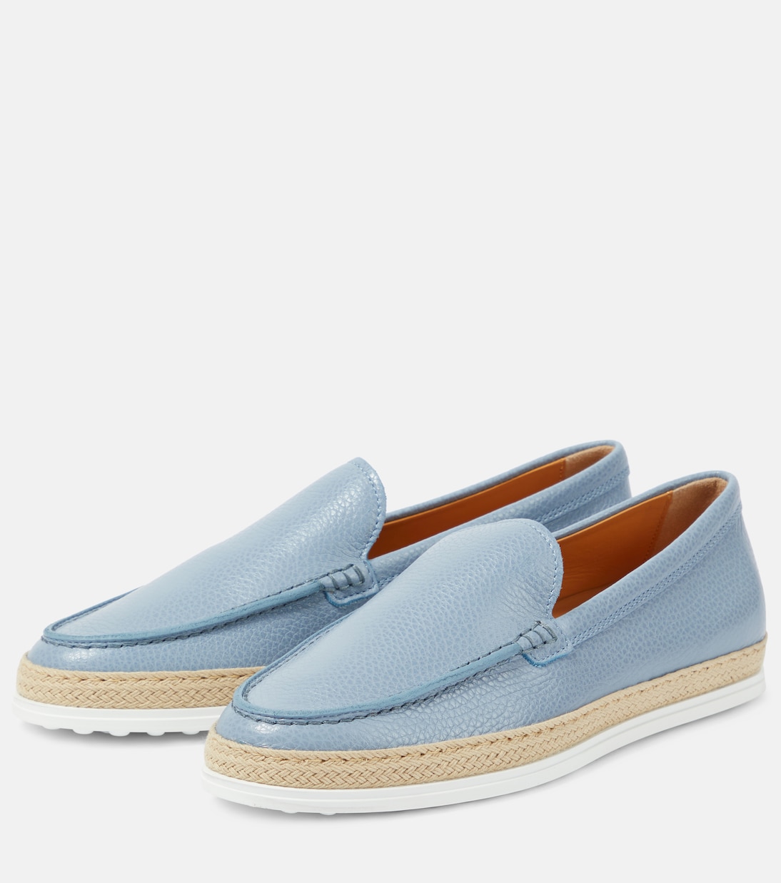 Raffia-trimmed leather loafers | Tod's