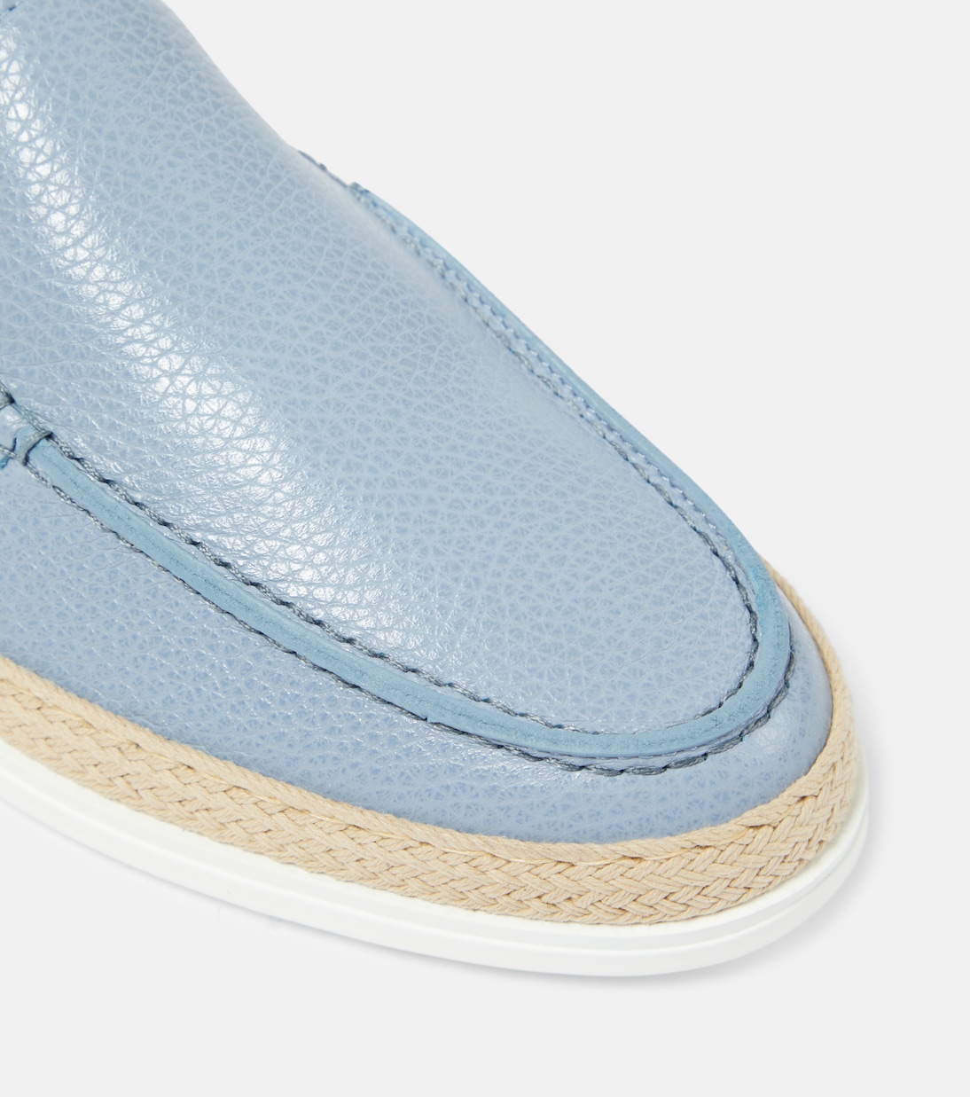 Raffia-trimmed leather loafers | Tod's