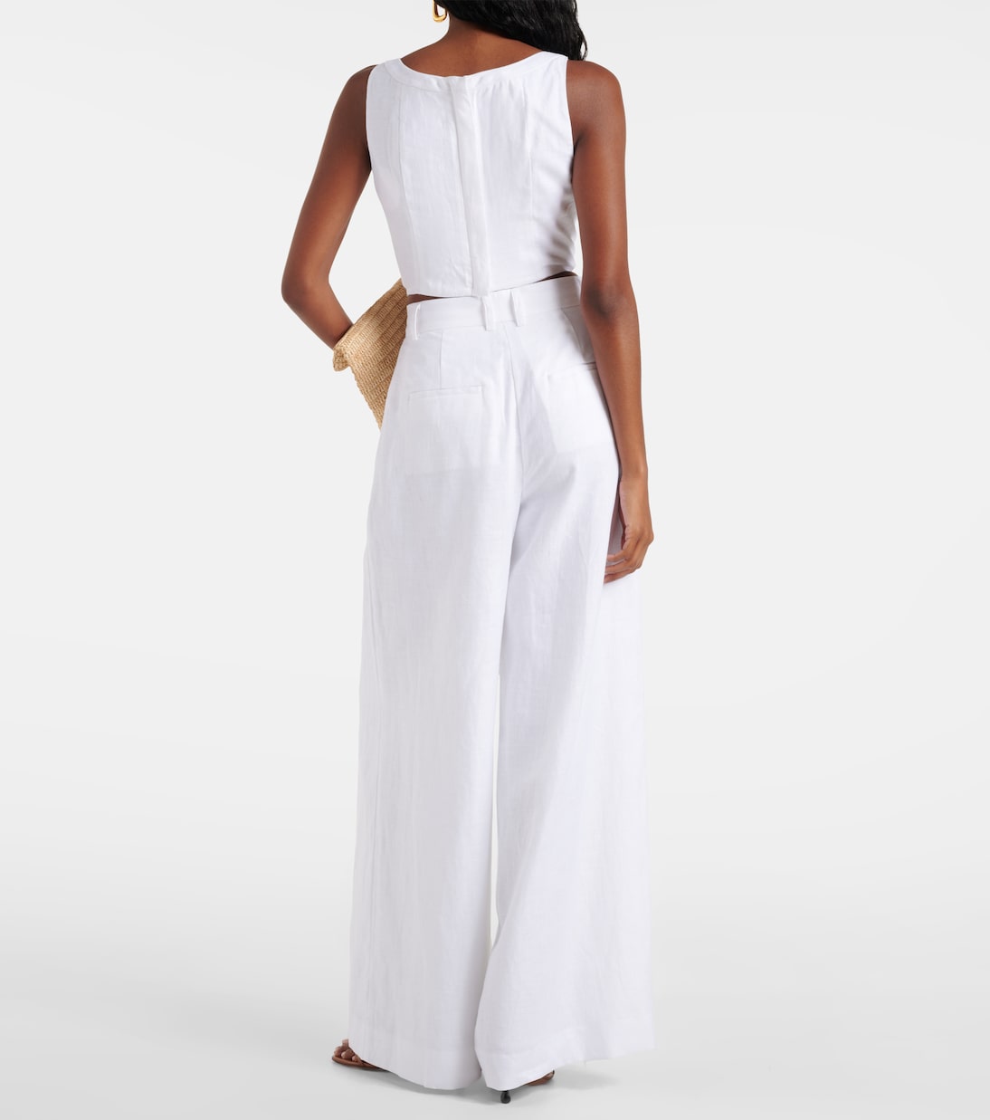 Sasha pleated linen wide-leg pants | Staud