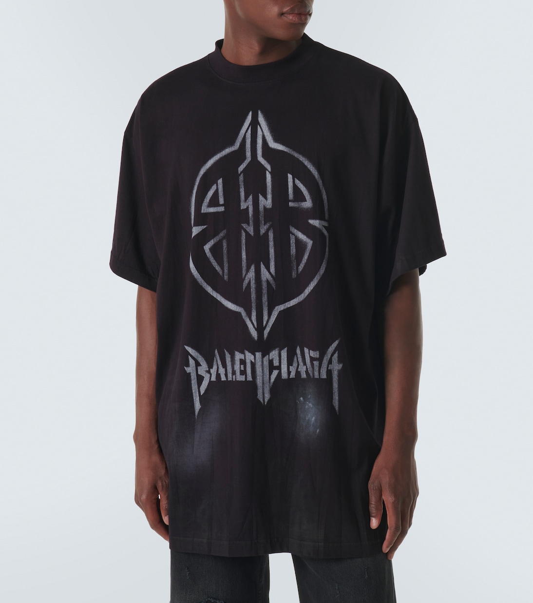 Metal BB cotton jersey T shirt in black Balenciaga Mytheresa