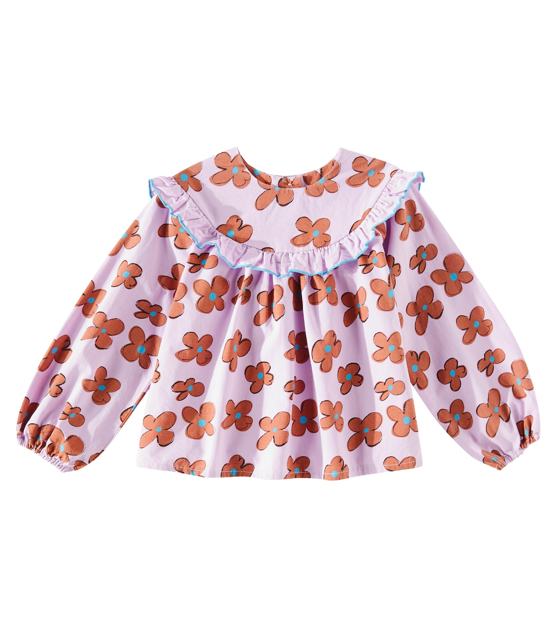Blusa Flower in cotone con volant | Jellymallow