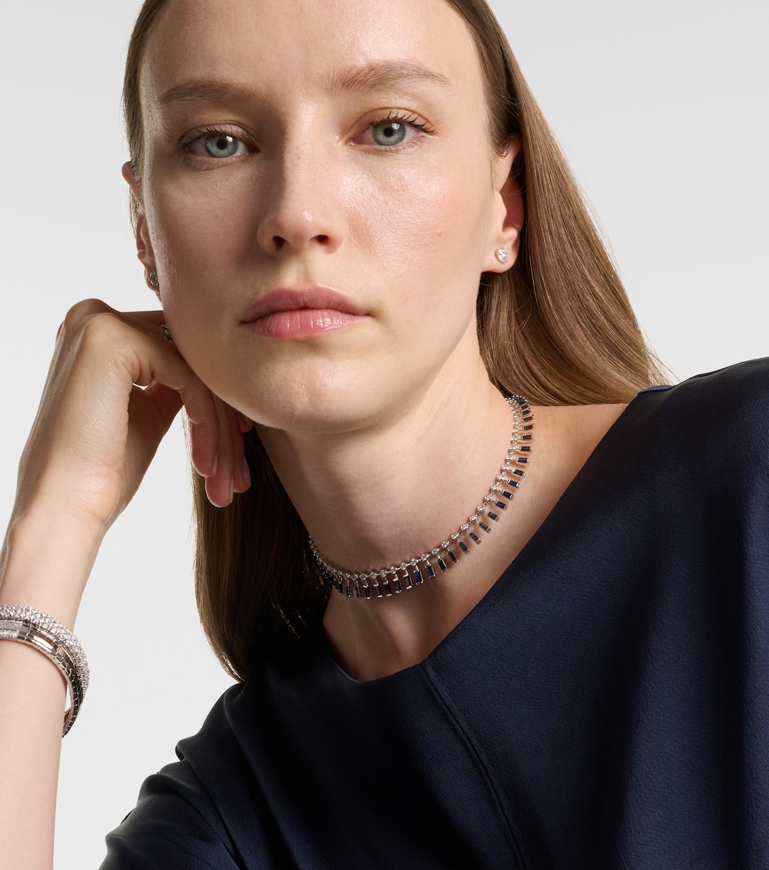 Collier en or blanc 18 ct, saphirs et diamants | Shay Jewelry