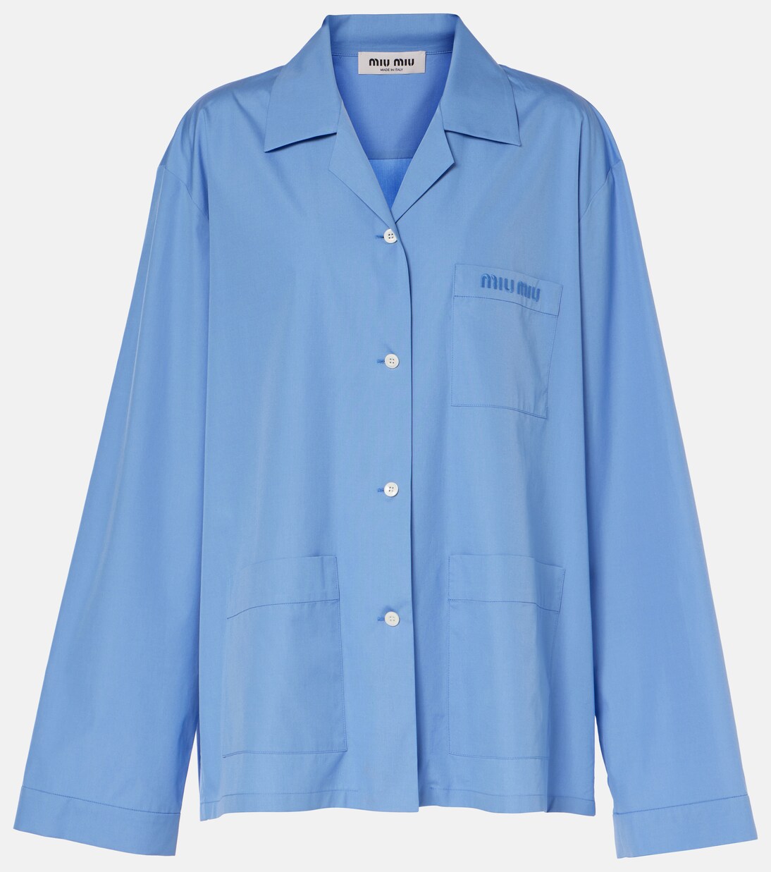 Camicia in popeline di cotone con logo | Miu Miu