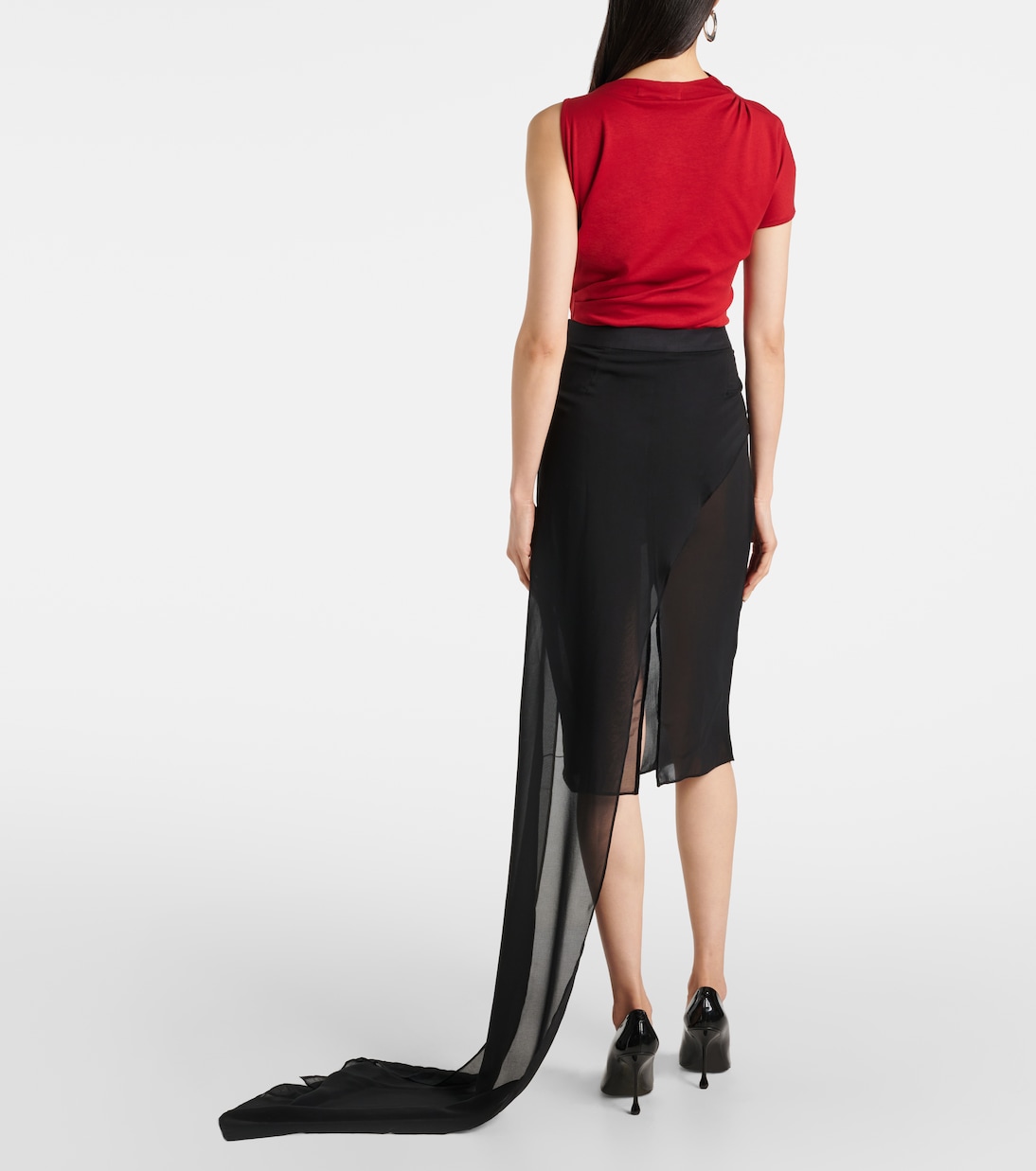 Draped chiffon midi skirt | Didu