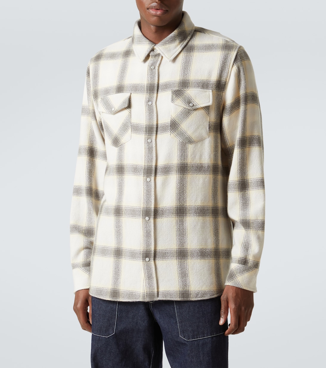 Camisa Moon de cachemir a cuadros | God's True Cashmere