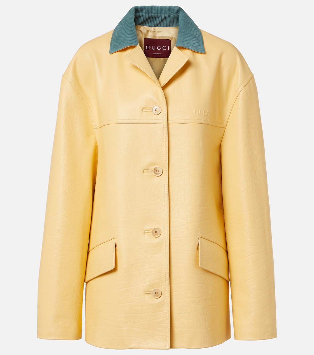 Giacca in pelle con velluto | Gucci