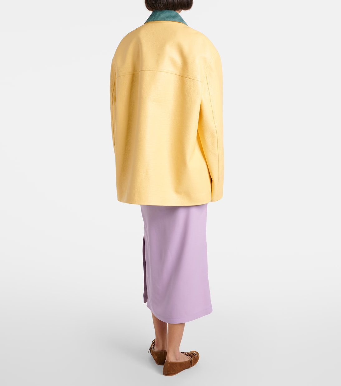 Giacca in pelle con velluto | Gucci