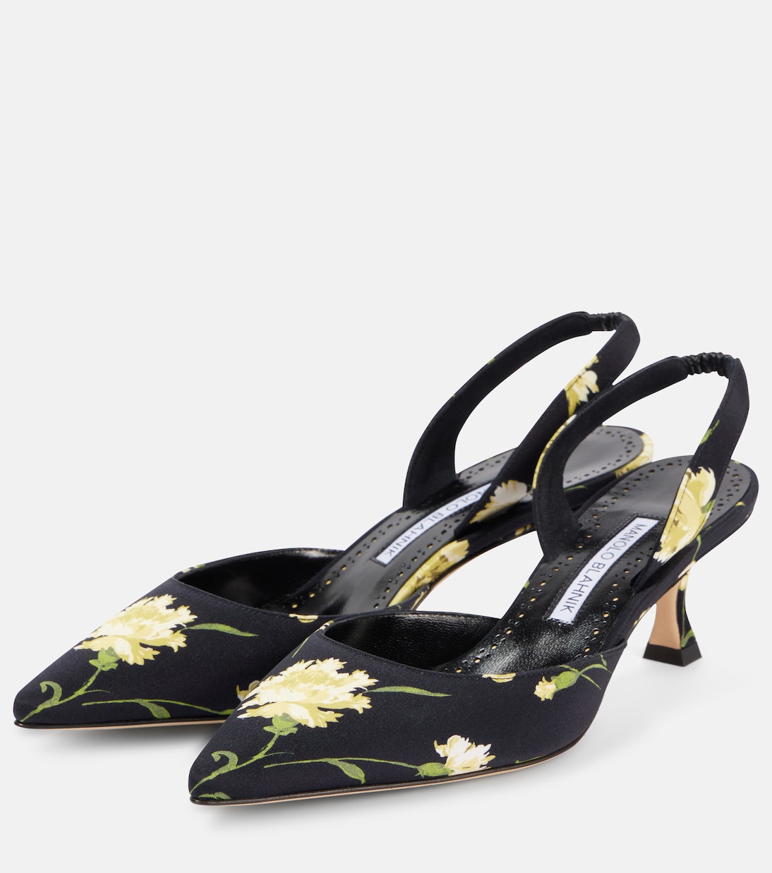 Scarpe con Tacco Carolyne 50 di Manolo Blahnik, Slingback Floreali per Giovani Stilose