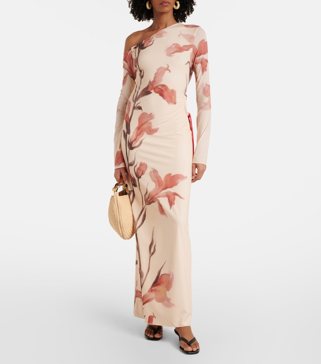 Bedrucktes One-Shoulder-Maxikleid | SIR