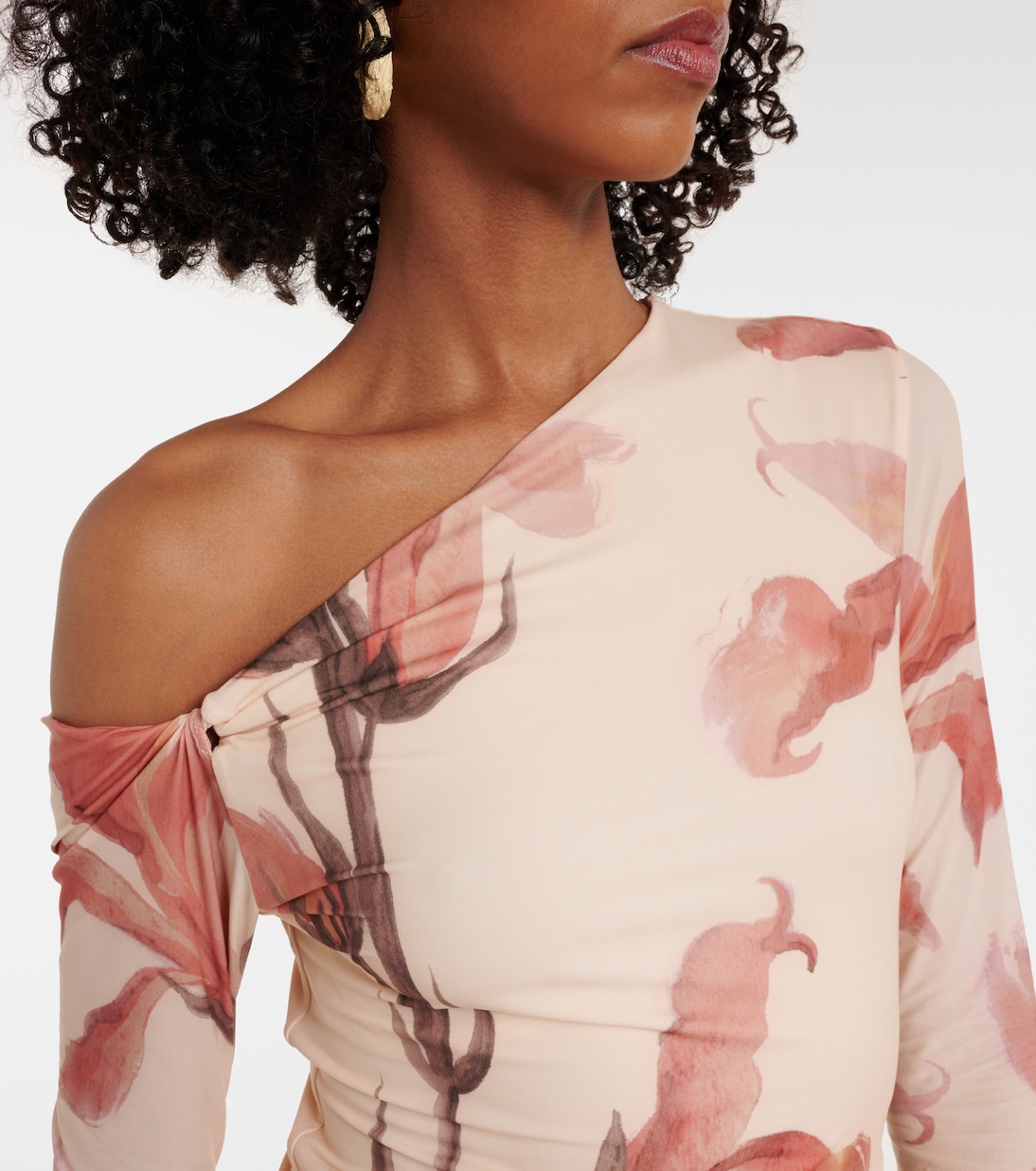 Bedrucktes One-Shoulder-Maxikleid | SIR