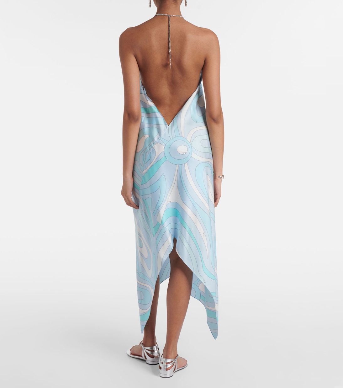 Abito midi asimmetrico Marmo in twill di seta | Pucci