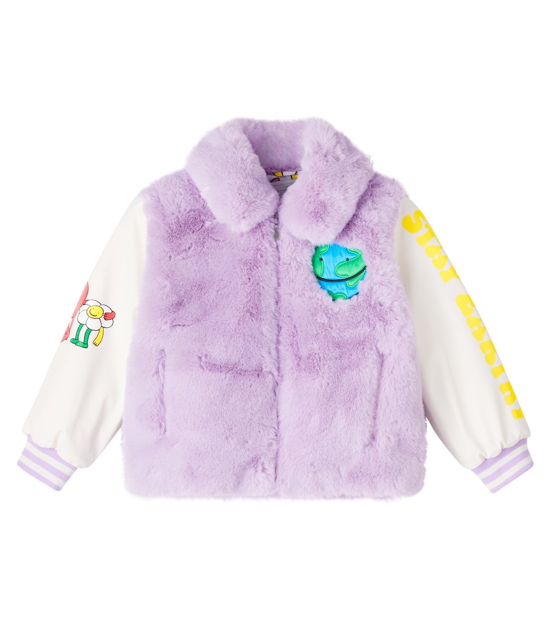 Faux fur-trimmed varsity jacket | Stella McCartney Kids