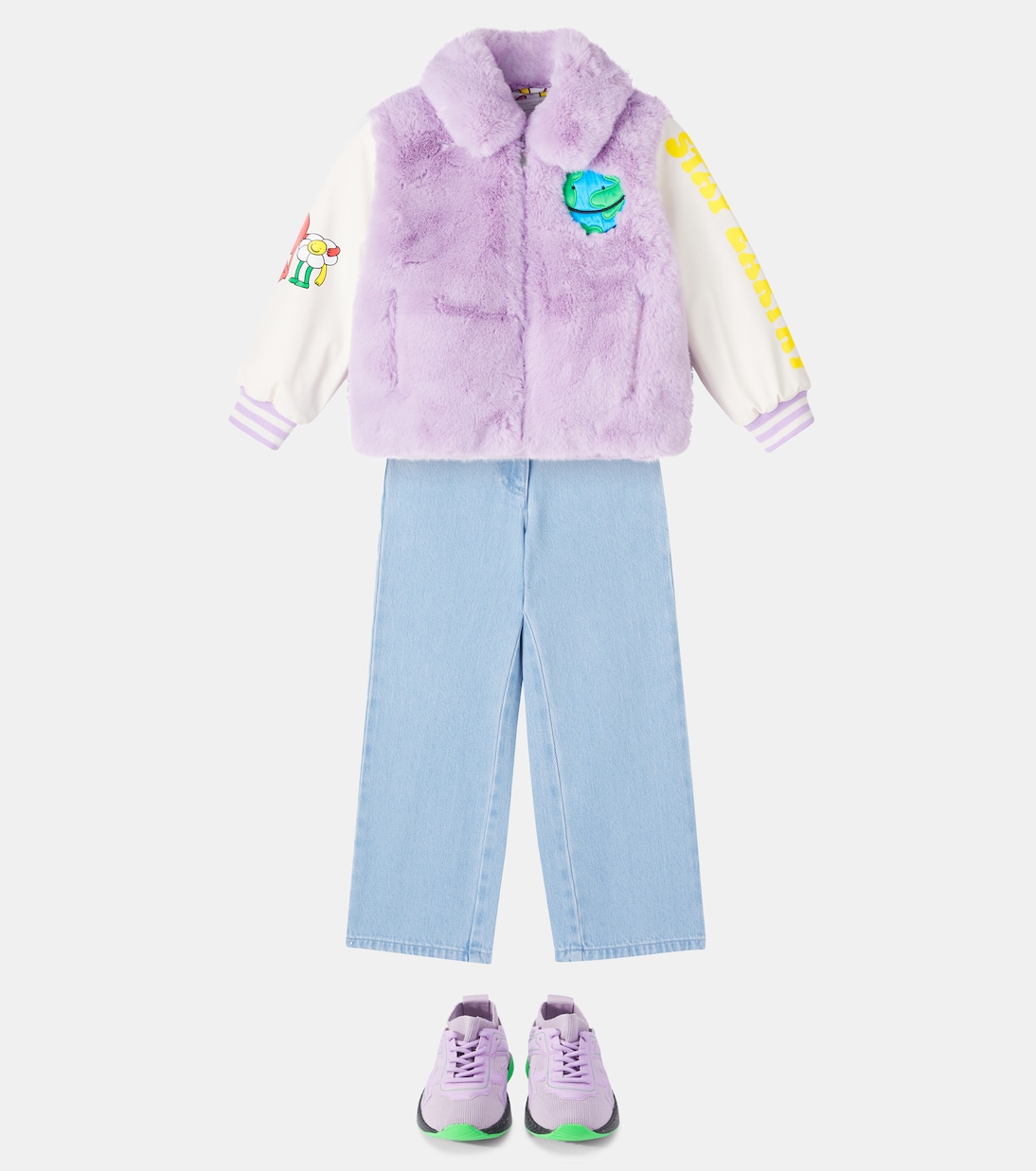 Faux fur-trimmed varsity jacket | Stella McCartney Kids