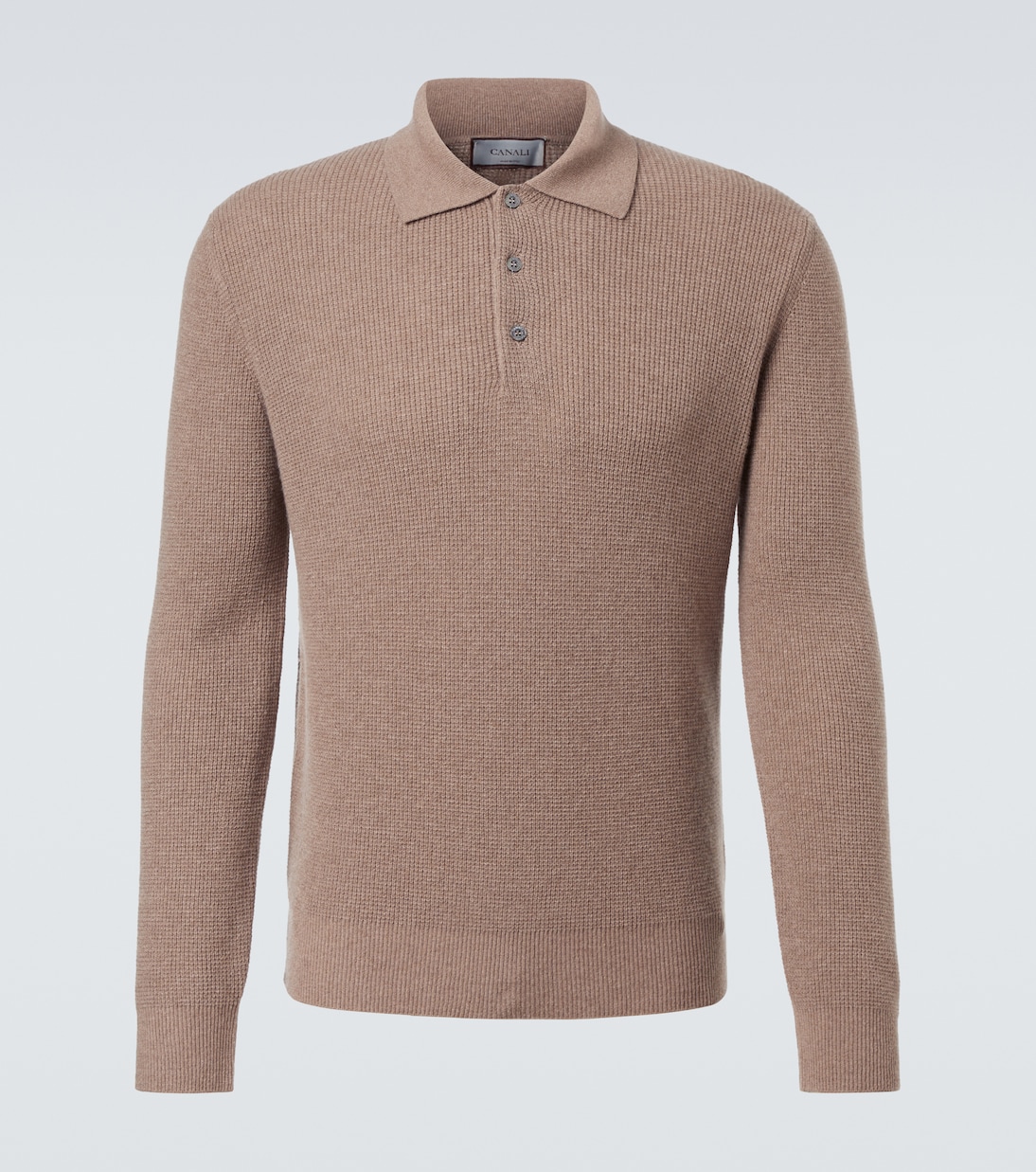 Waffle-knit wool and cashmere polo sweater | Canali
