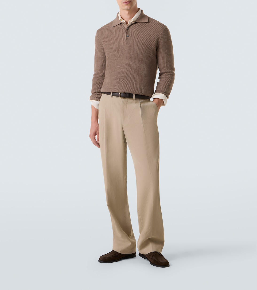 Waffle-knit wool and cashmere polo sweater | Canali