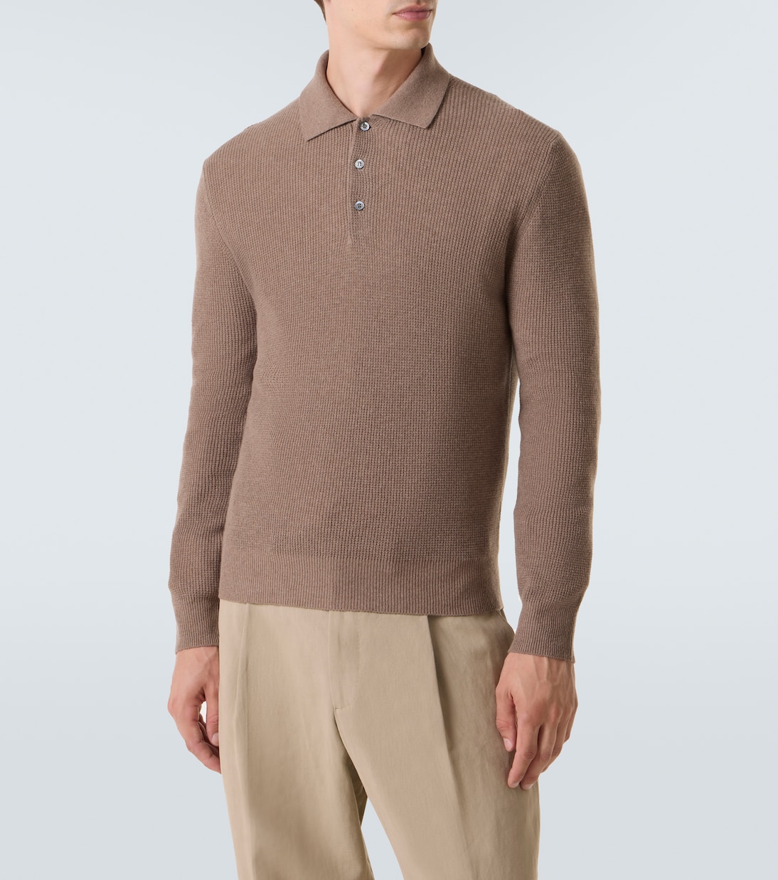 Waffle-knit wool and cashmere polo sweater | Canali