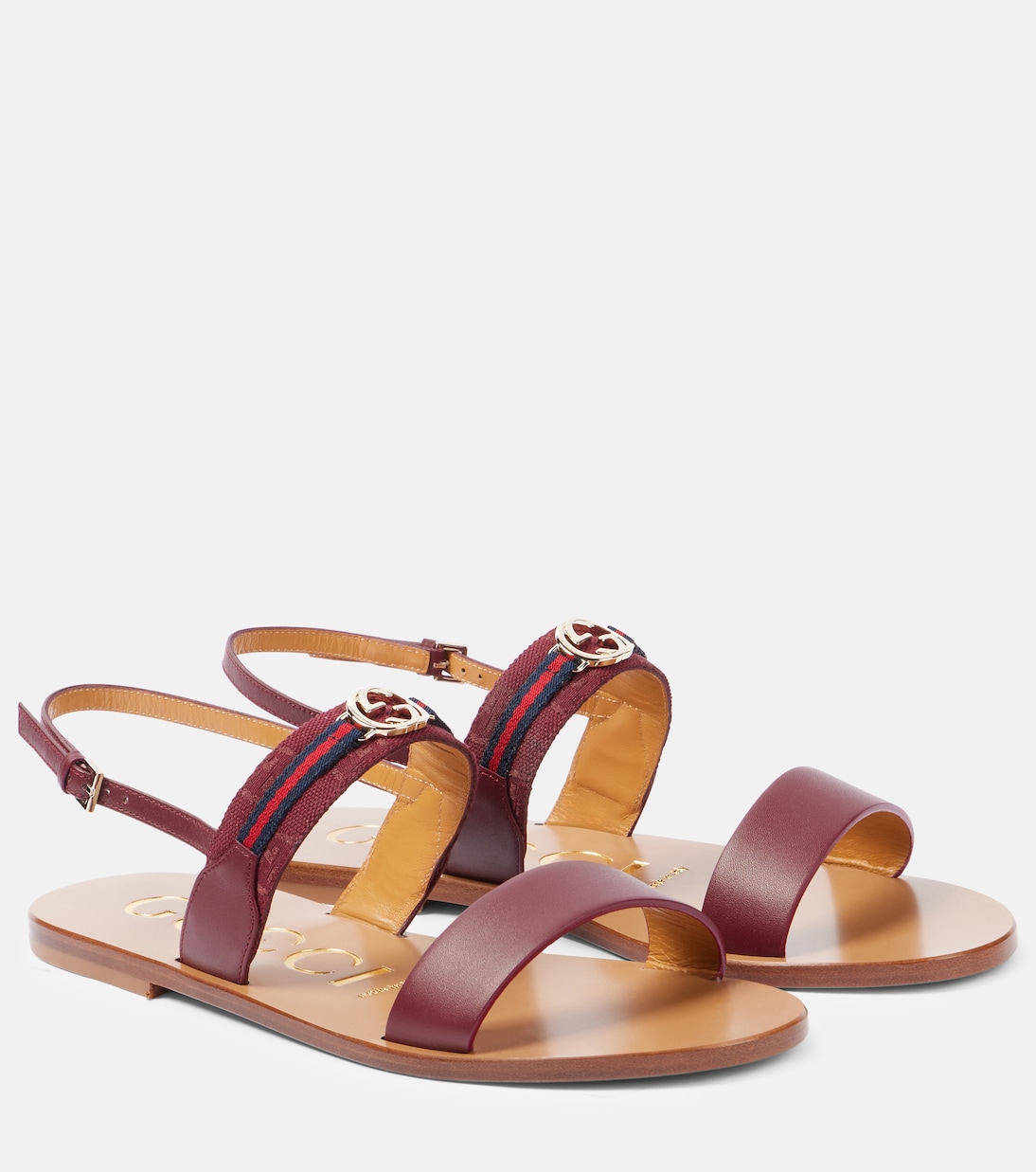 Interlocking G Web Stripe leather sandals | Gucci