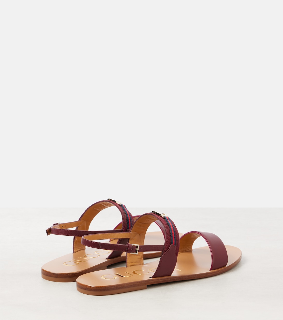 Interlocking G Web Stripe leather sandals | Gucci