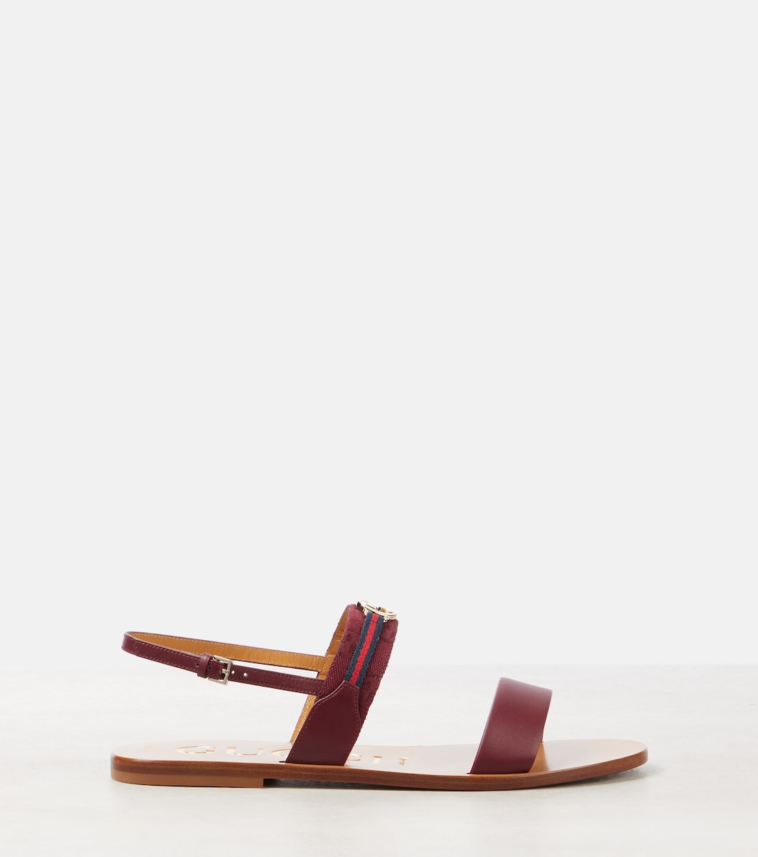 Interlocking G Web Stripe leather sandals | Gucci