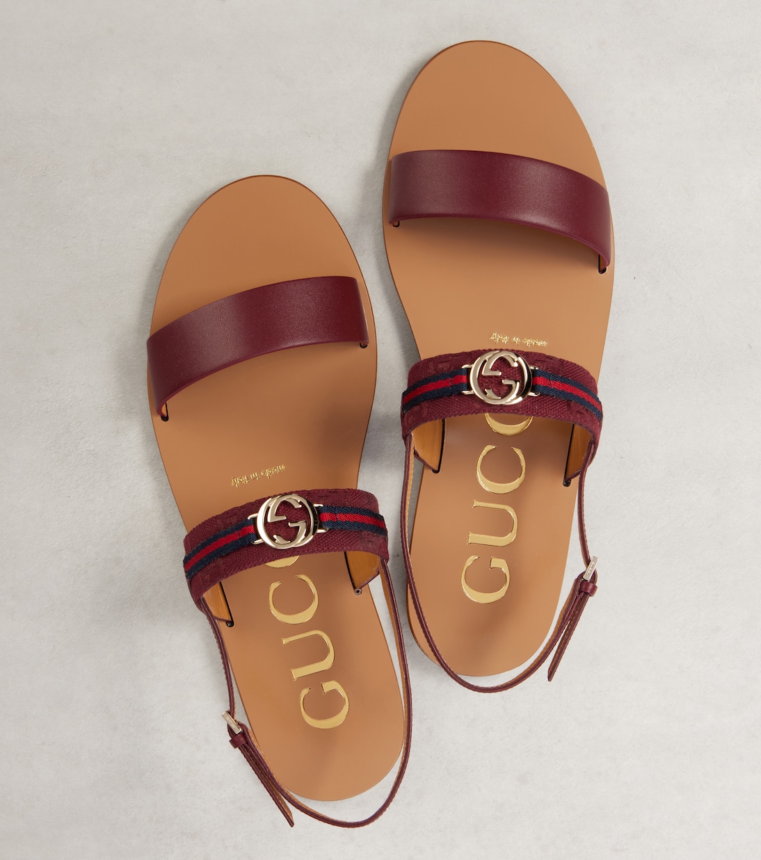 Interlocking G Web Stripe leather sandals | Gucci