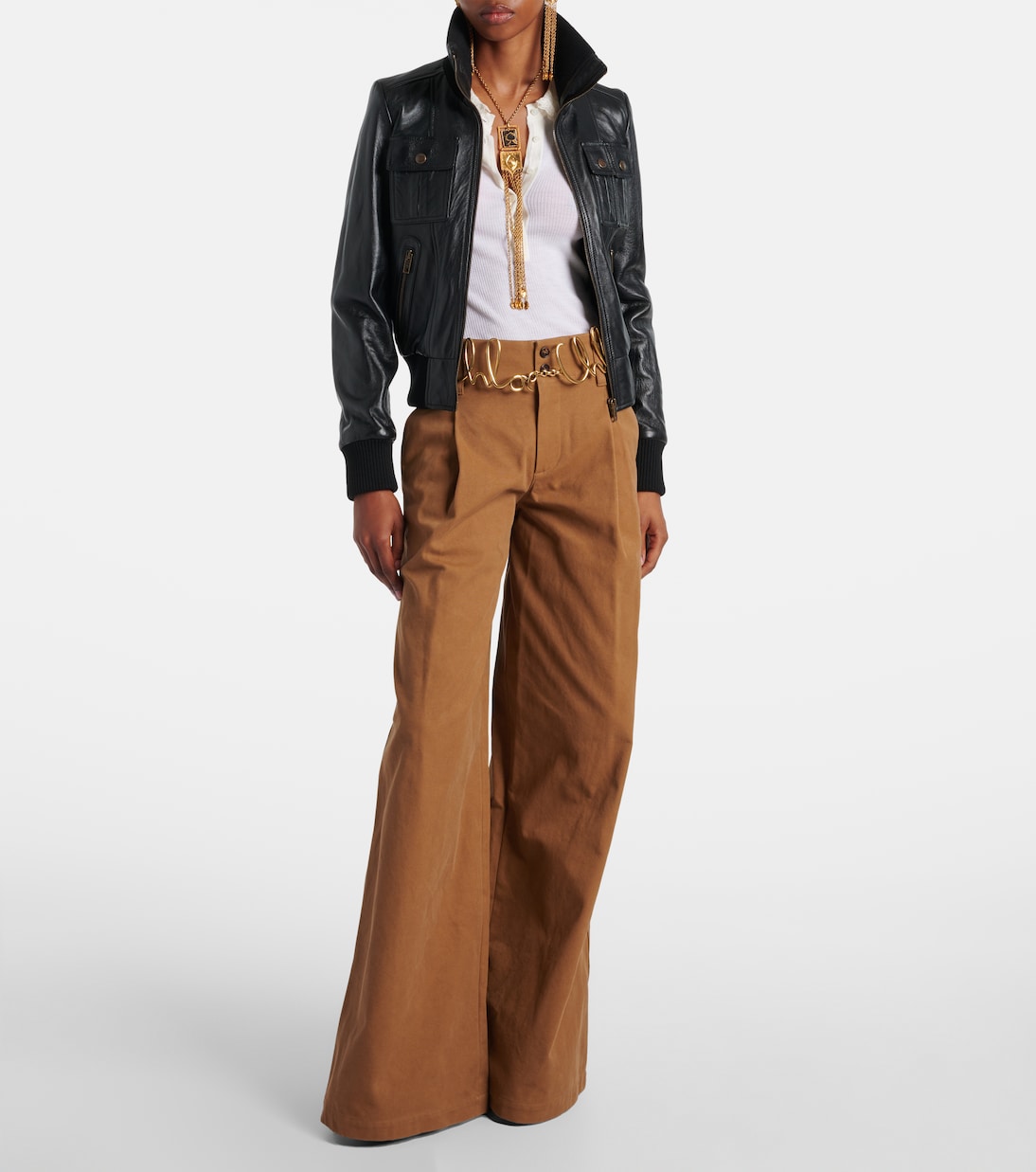 Pantalon ample à taille haute en coton | Chloé