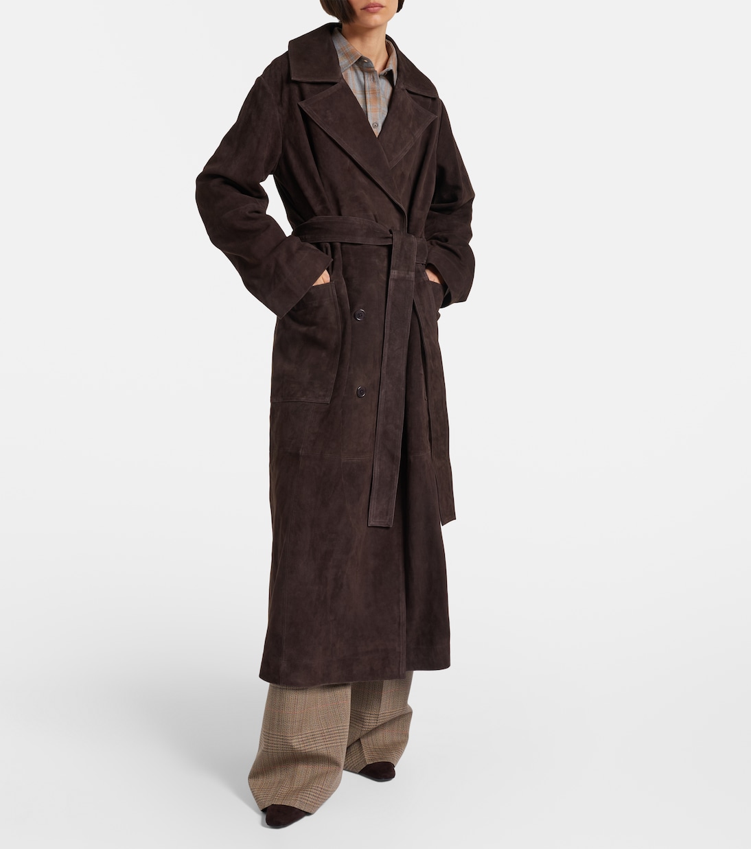Belted suede wrap coat | Róhe