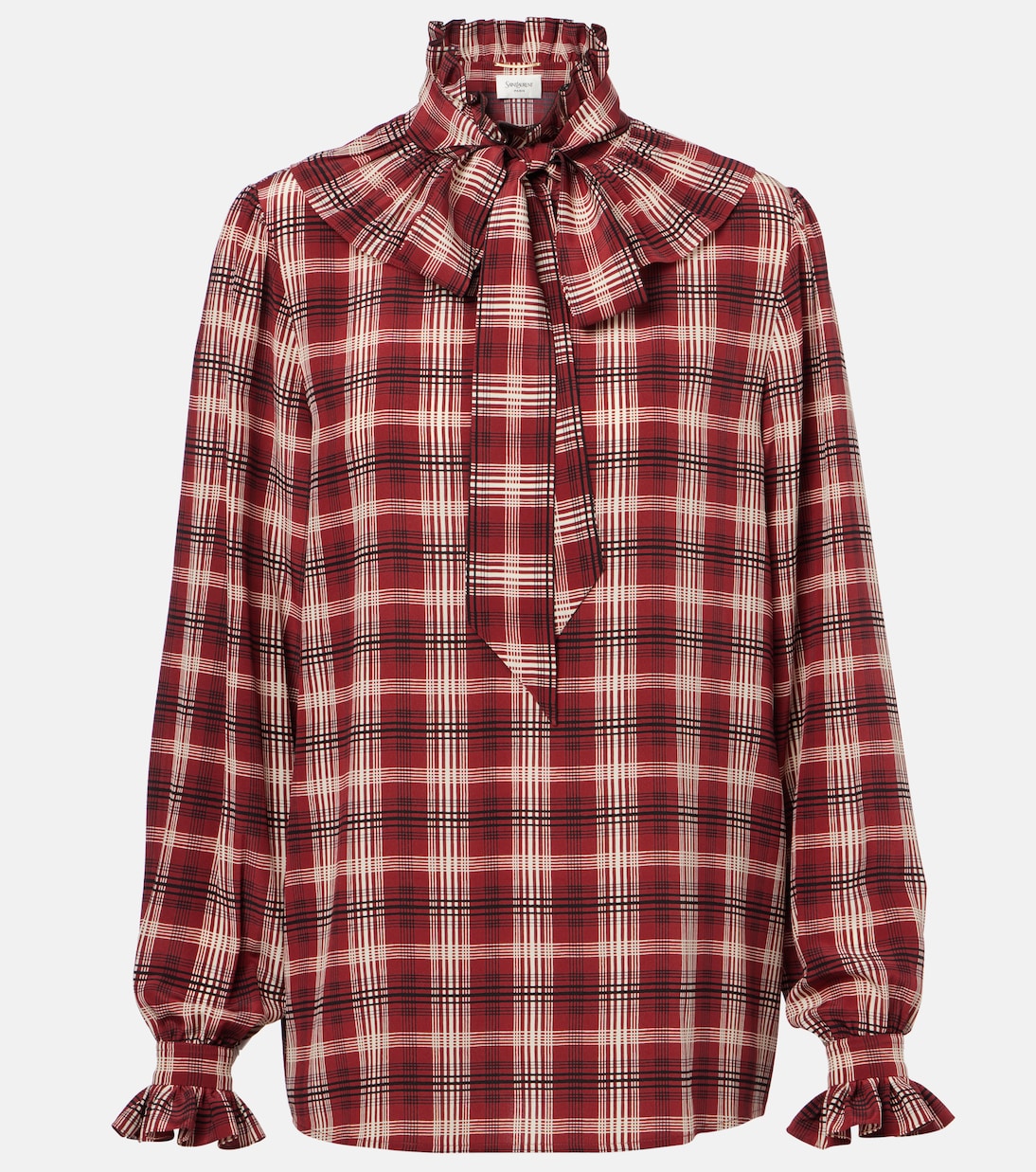 Blouse en soie à carreaux | Saint Laurent
